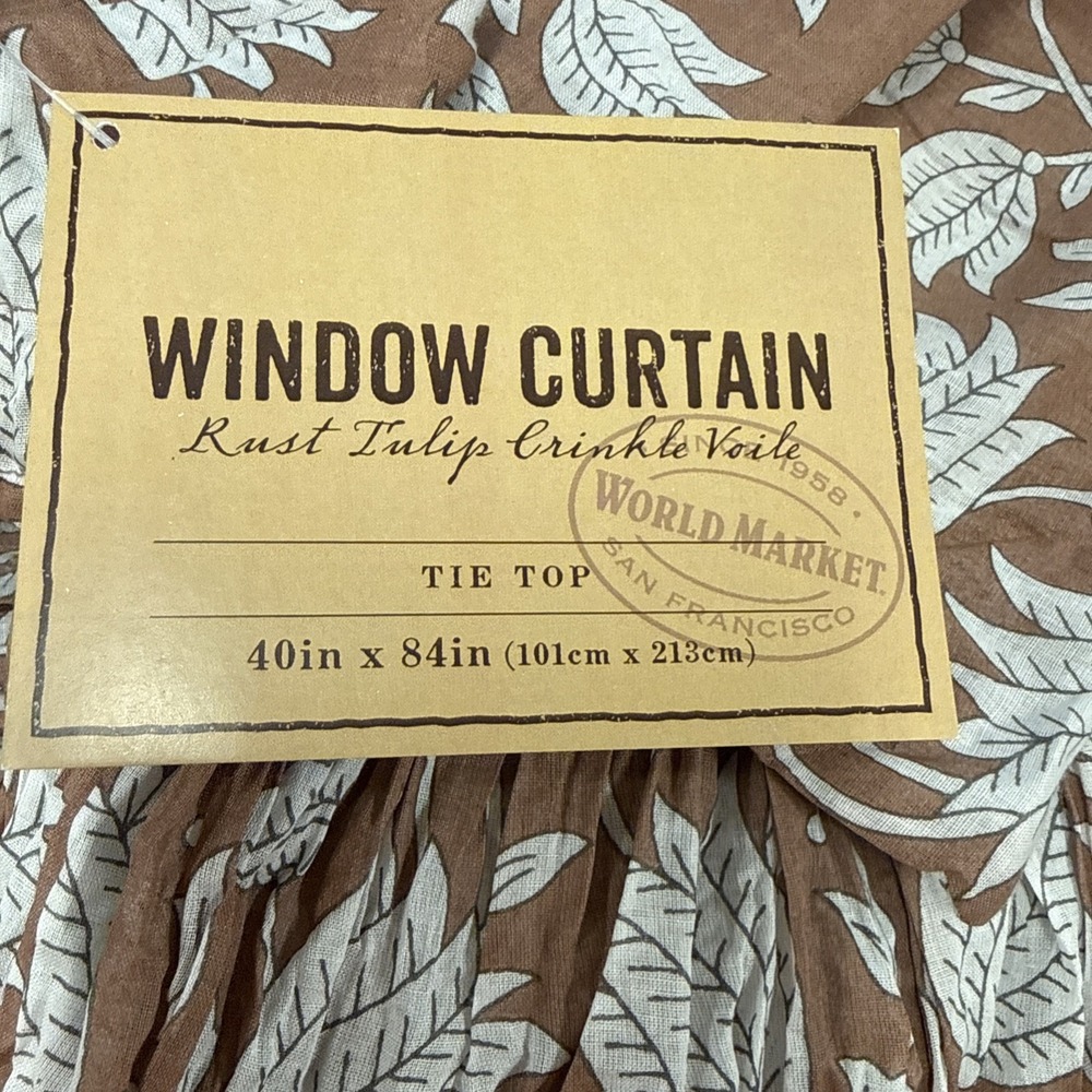 World Market Floral Crinkle Voile Curtain Panels Rust Tulip 40" x 84" 4 Availabl